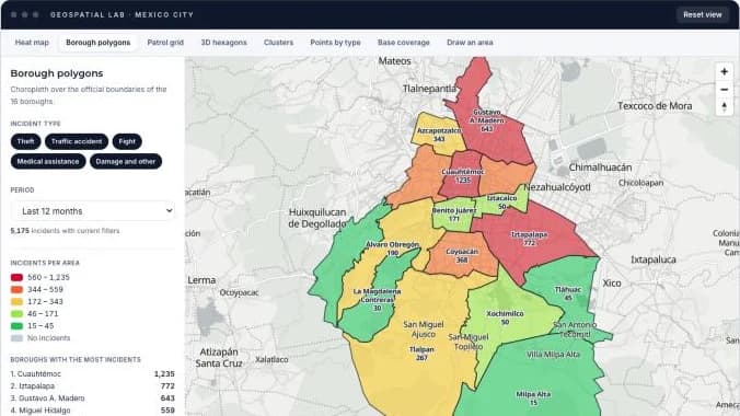 Screenshot of the simulation: Geospatial lab